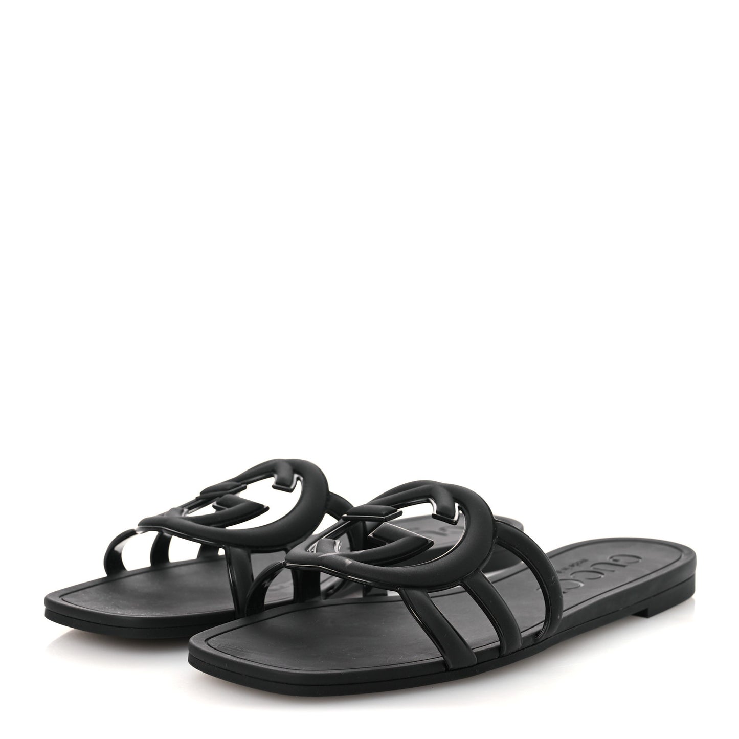 Rubber Interlocking G Womens Slide Sandals 36 Black 36 Black