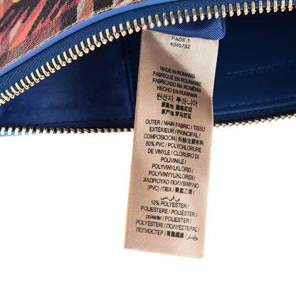 Burberry Haymarket Check Floral Print Peyton Wristlet Mineral Blue Burnt Orange 7 of 8