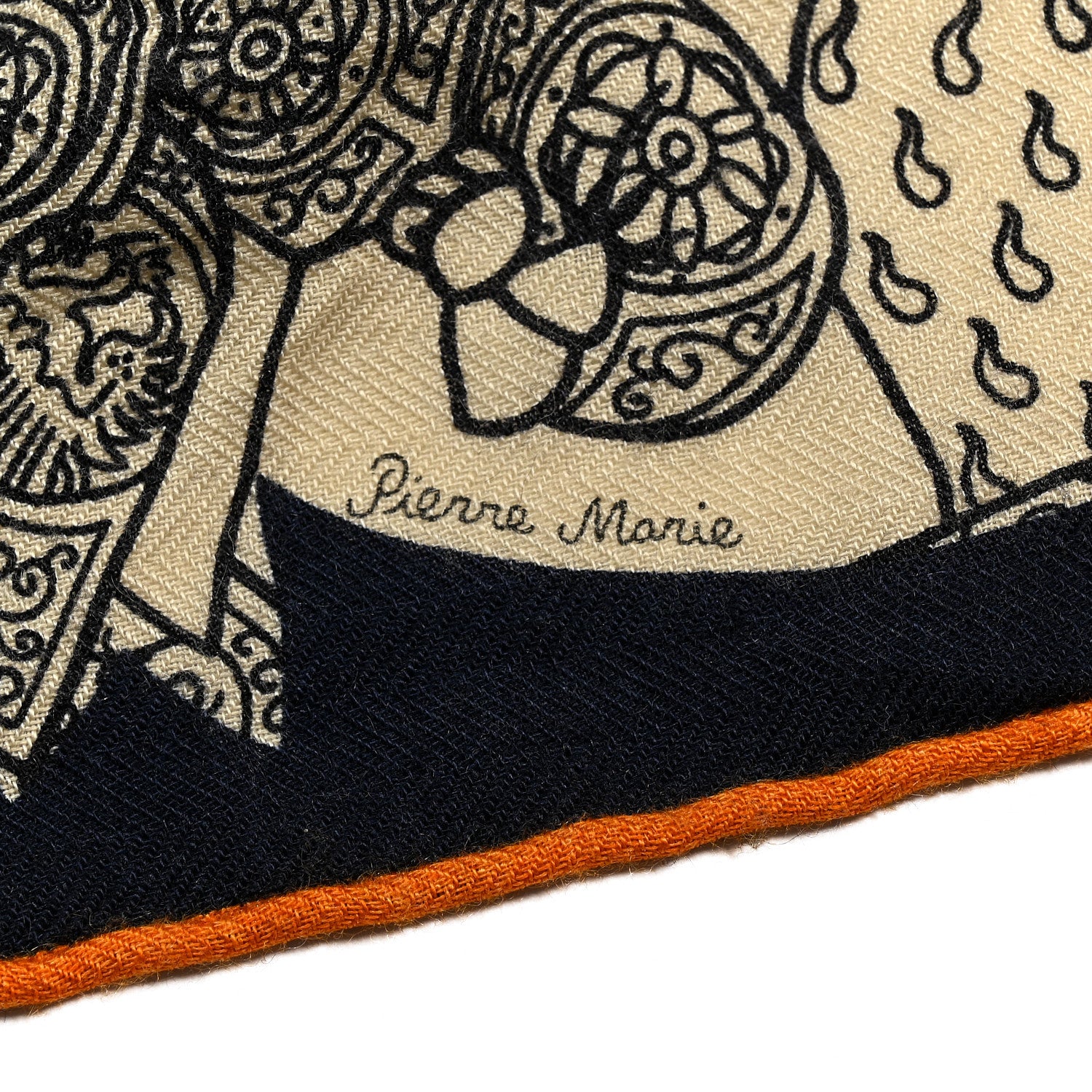 Hermes Cashmere Silk Bal De Soie Pointe Triangle Scarf Marine Naturel Rouille 4 of 5