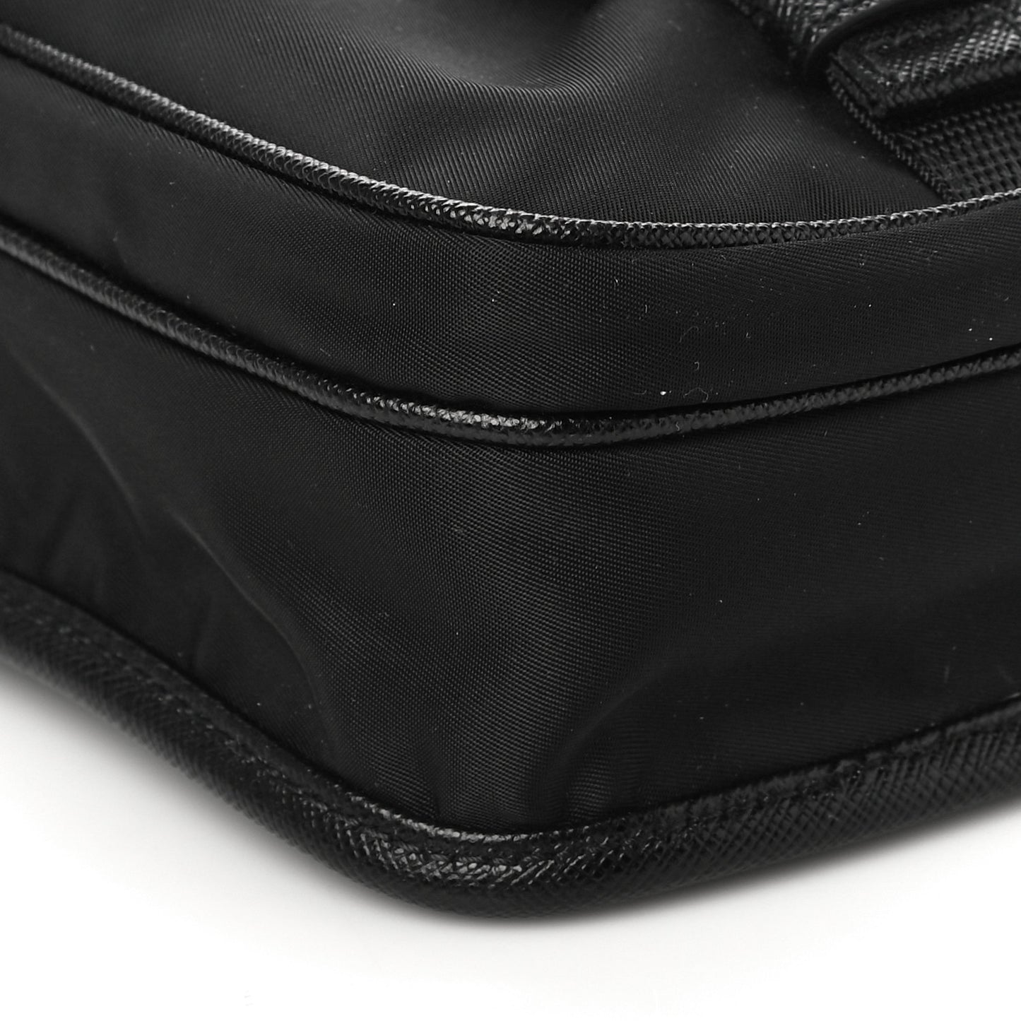 Re-Nylon Saffiano Mini Pocket Single Snap Buckle Messenger Bag Black