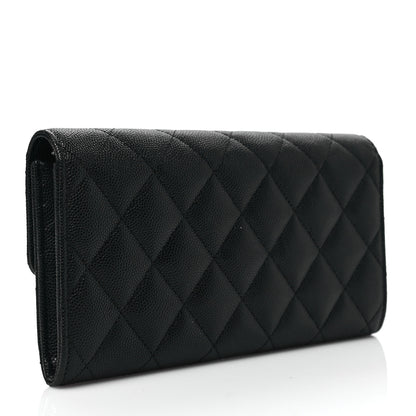 Chanel Caviar Quilted CC Large Gusset Flap Wallet Black 3 of 8