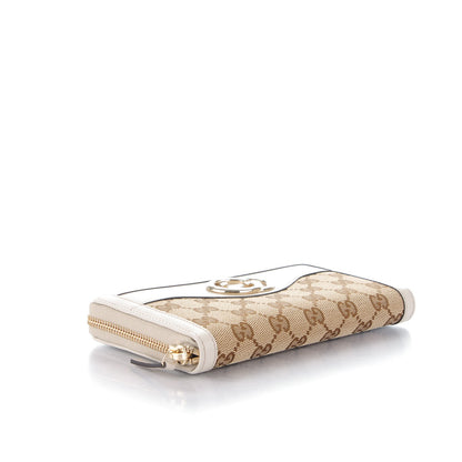 Gucci Monogram Margaux Calfskin Sukey Zip Around Wallet Beige Ebony Mystic White 4 of 7