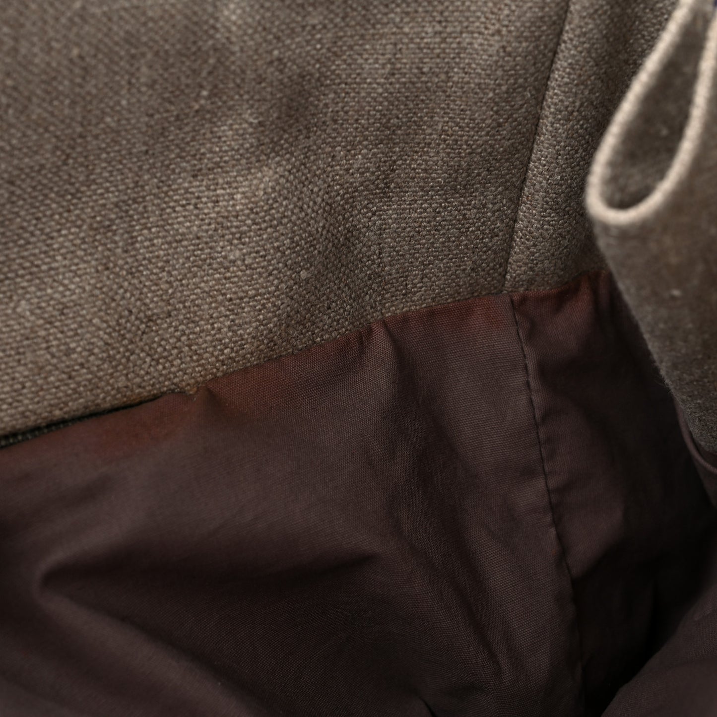 Natural Linen Calfskin Tote White Rope