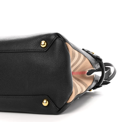 Burberry Grainy Calfskin House Check Medium Banner Tote Black 9 of 13