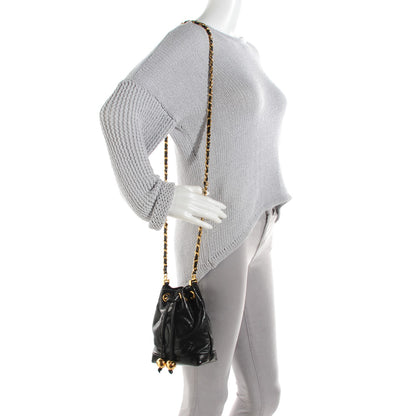 Chanel Lambskin CC Drawstring Bag Black 2 of 9