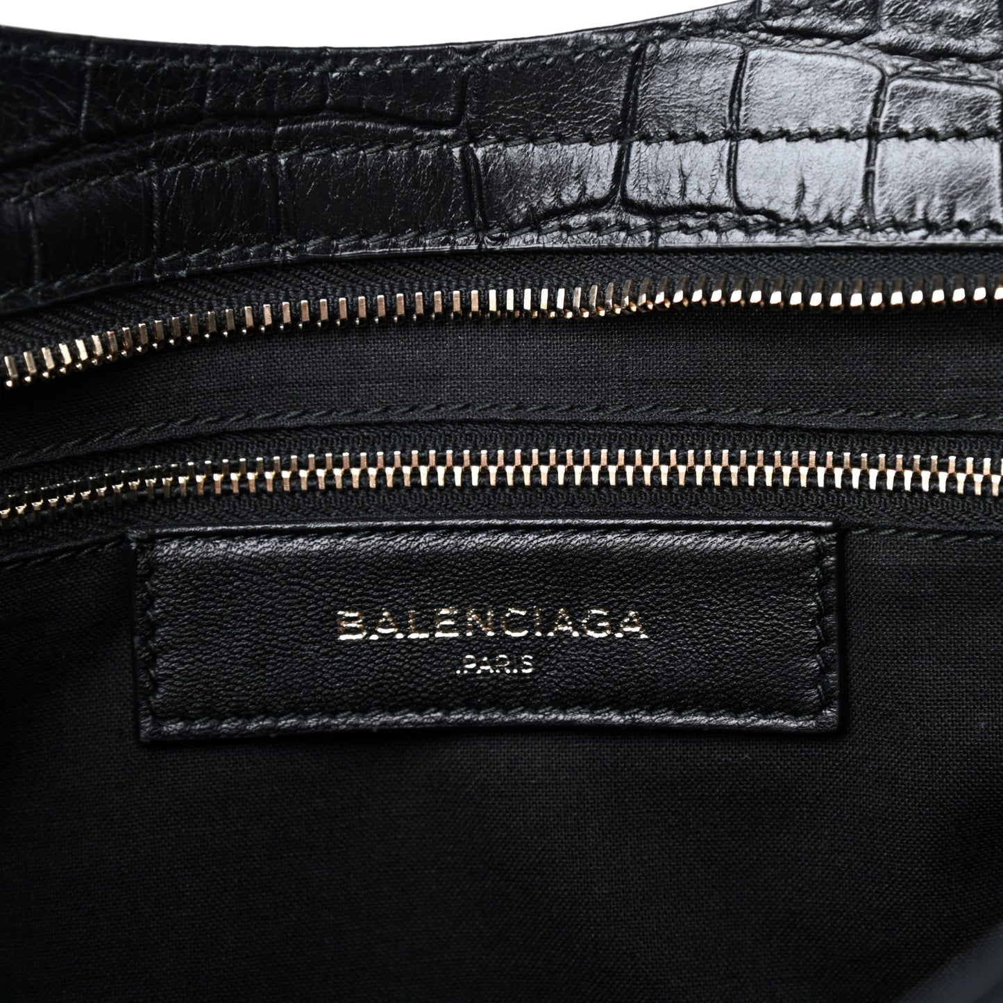 Calfskin Crocodile Embossed Classic Hardware City Black