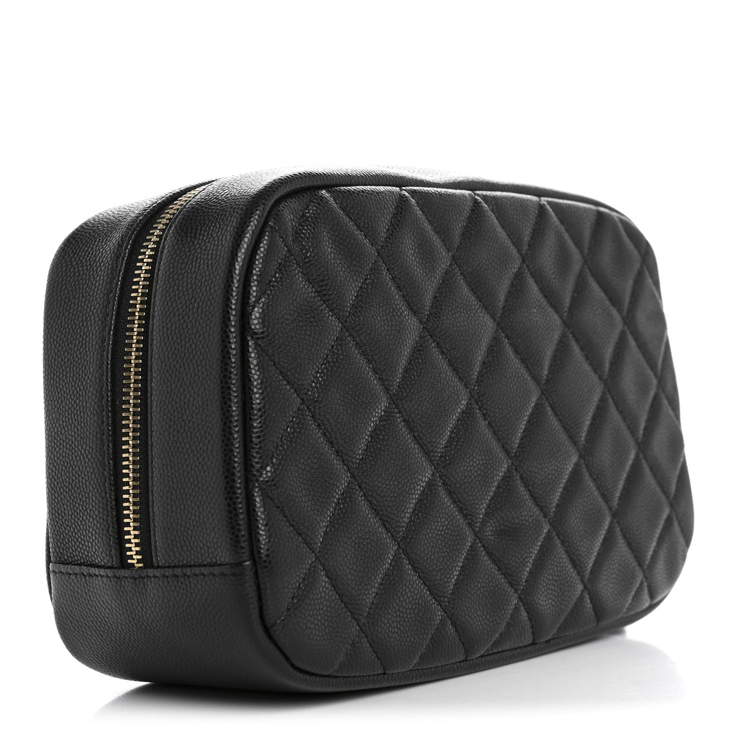 Caviar Quilted Curvy Pouch Cosmetic Case Black