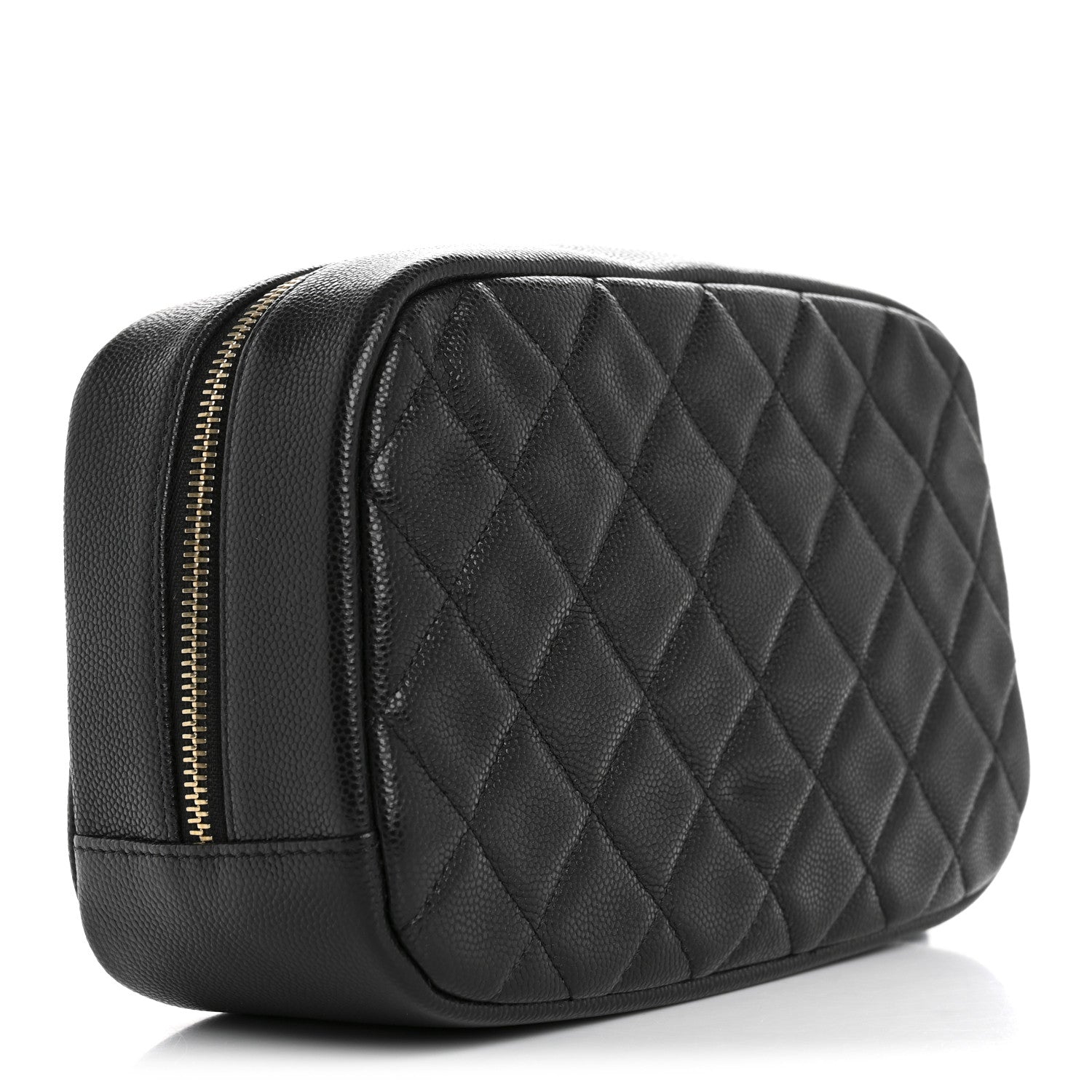 Chanel Caviar Quilted Curvy Pouch Cosmetic Case Black 3 of 8