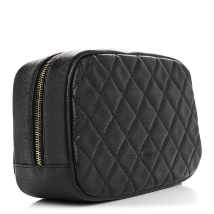 Chanel Caviar Quilted Curvy Pouch Cosmetic Case Black 3 of 8
