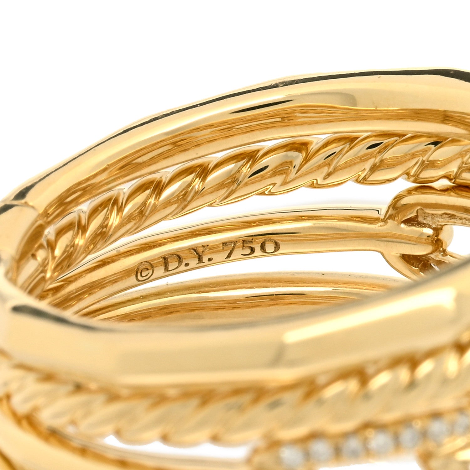 David Yurman 18K Yellow Gold Diamond 15mm Stax Five-Row Ring 56 7.5 3 of 3