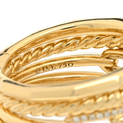 David Yurman 18K Yellow Gold Diamond 15mm Stax Five-Row Ring 56 7.5 3 of 3