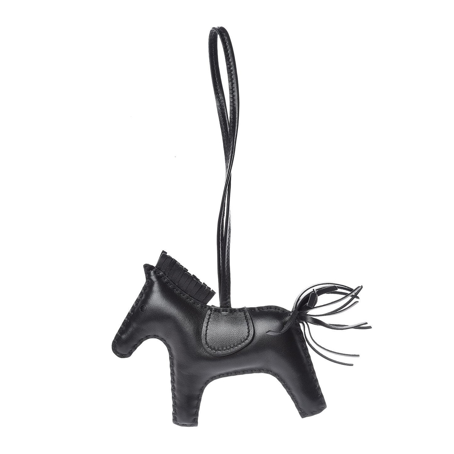 Milo Lambskin Grigri Rodeo Horse Bag Charm MM So Black