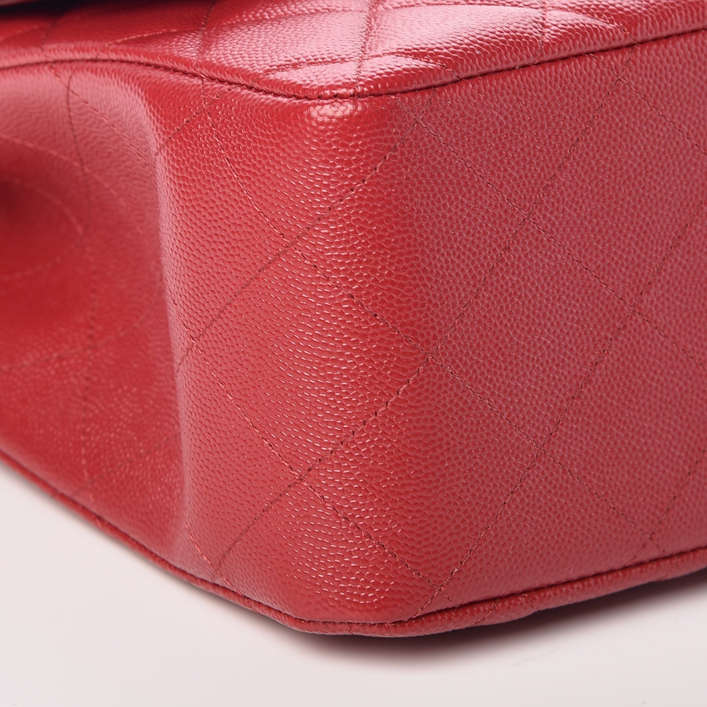 Caviar Quilted Jumbo Double Flap Red