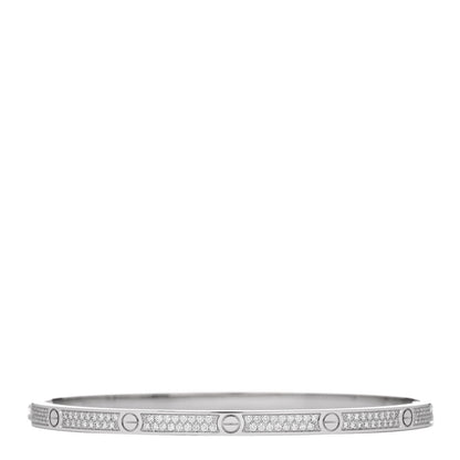 Cartier 18K White Gold Diamond Small LOVE Paved Bracelet 18 2 of 8