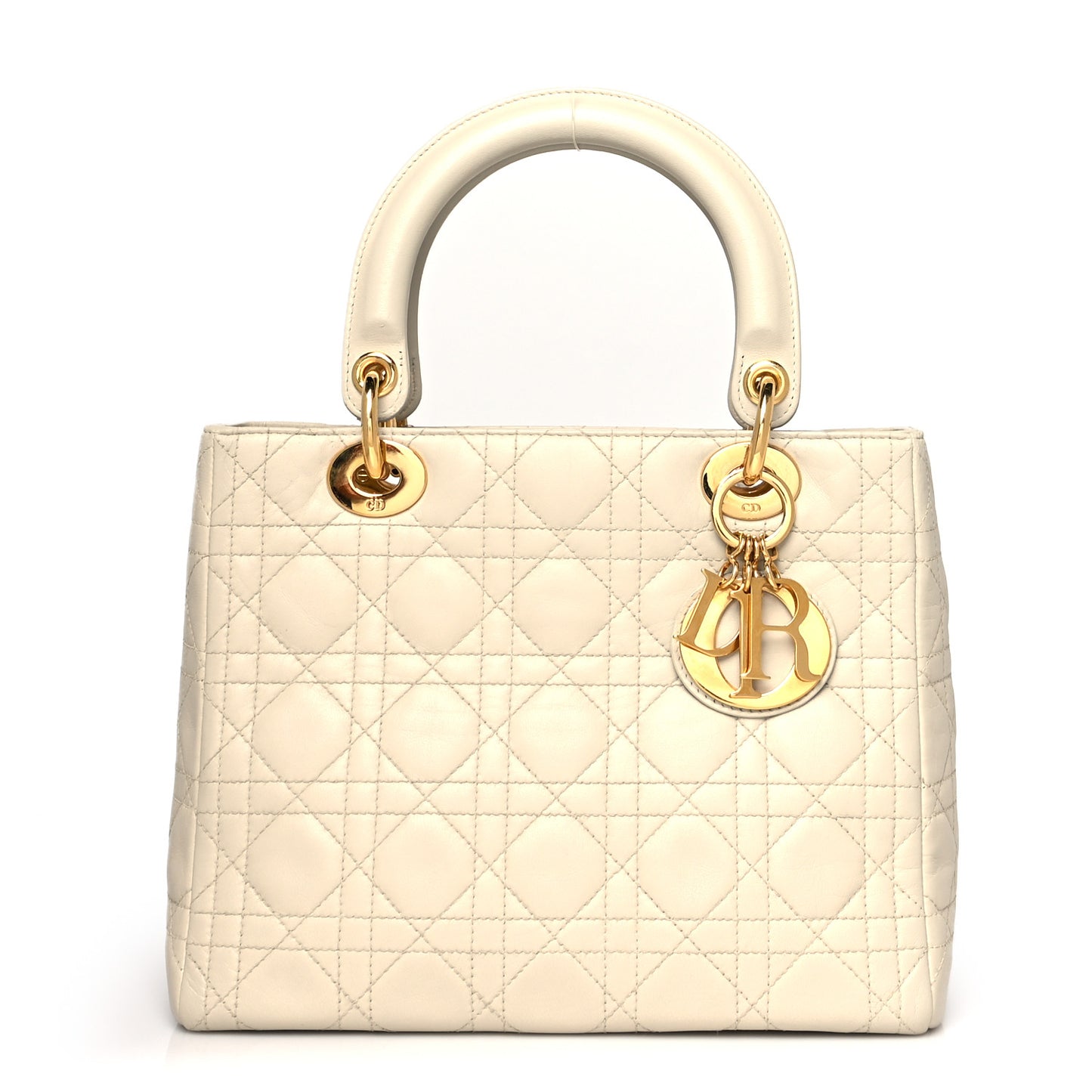 Lambskin Cannage Medium Lady Dior Light Beige