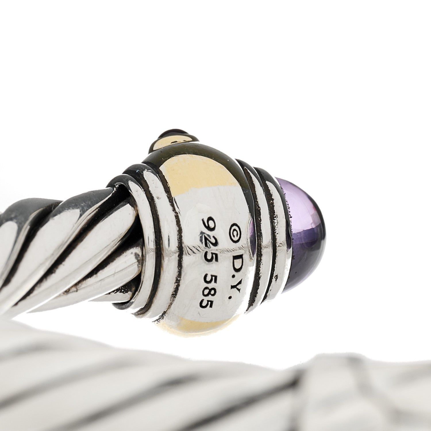 David Yurman Sterling Silver 14K Yellow Gold Amethyst Rhodolite Garnet 8.5mm Cable Renaissance Bracelet 3 of 4