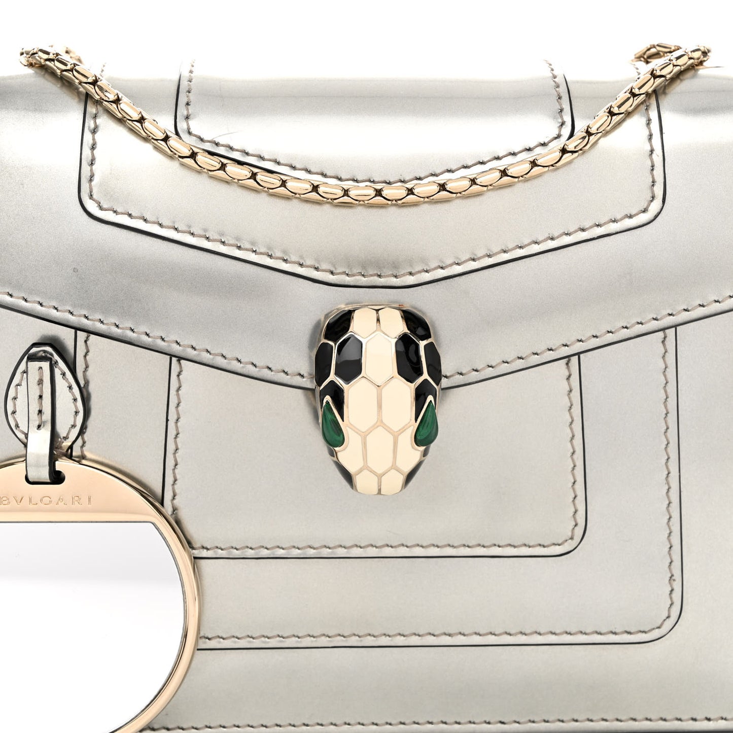 Metallic Calfskin Serpenti Forever Crossbody Bag Silver