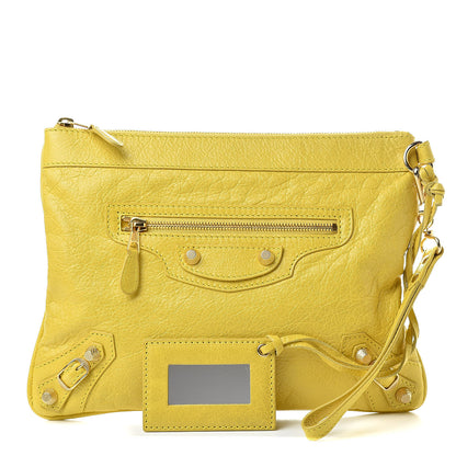 Balenciaga Agneau Giant 12 Gold Hardware Flat Handle Clutch Curry 1 of 7