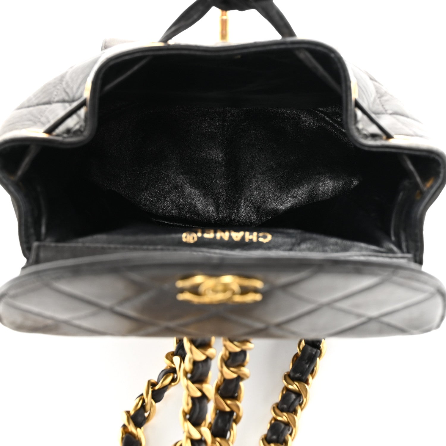 Chanel Lambskin Quilted Drawstring Backpack Black 5 of 11