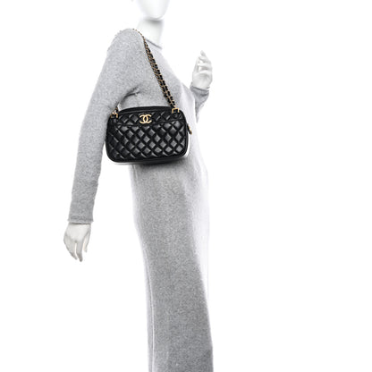 Chanel Lambskin Quilted Medium CC Crown Camera Case Black 2 of 9