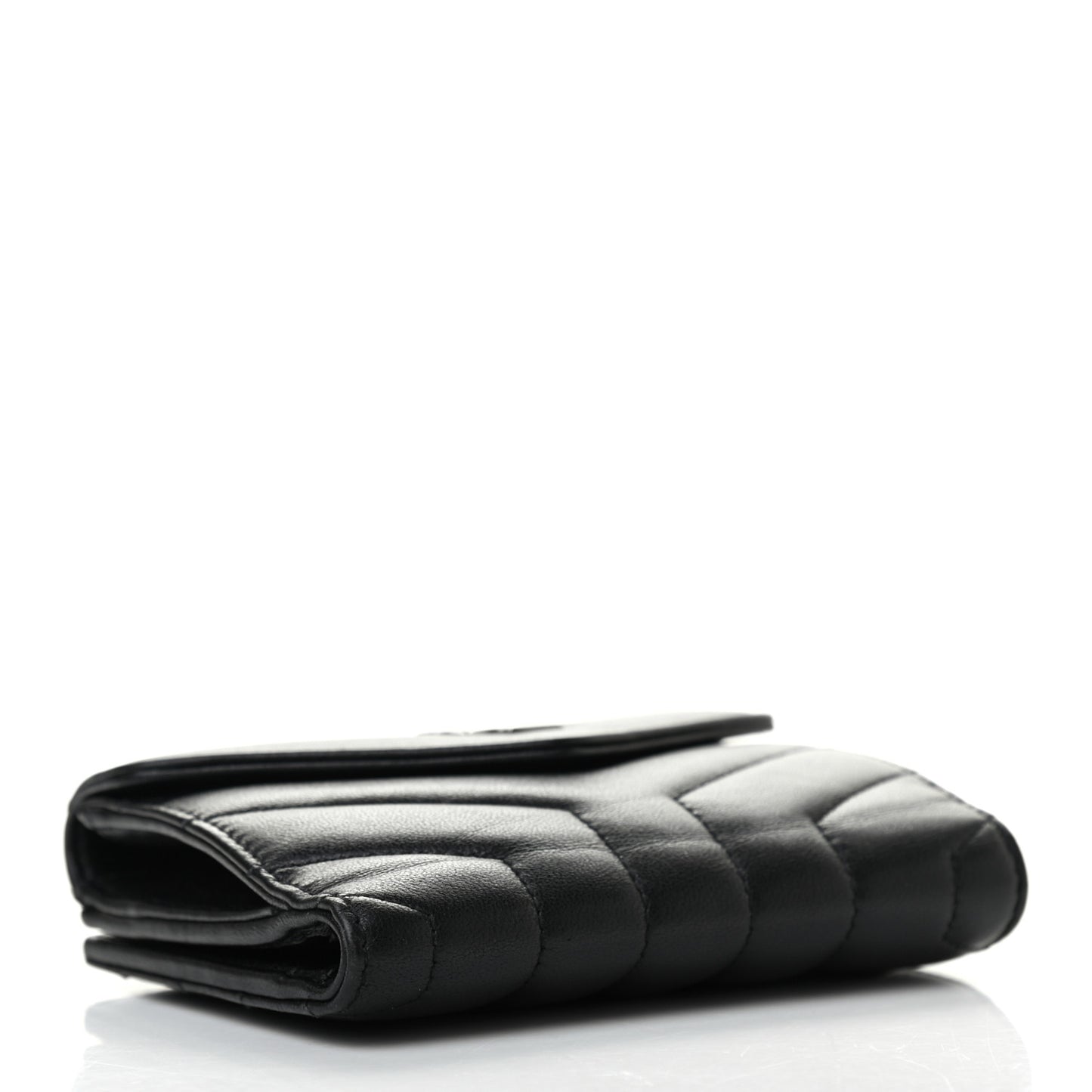 Lambskin Y Quilted Monogram Compact Loulou Wallet Black