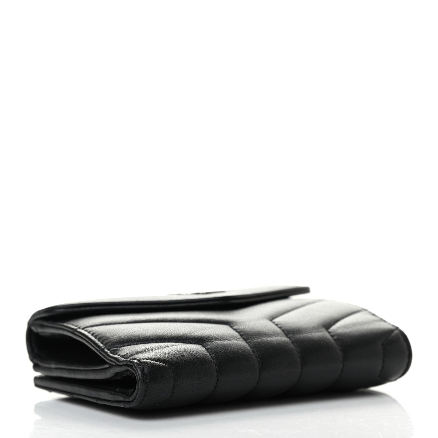 Saint Laurent Lambskin Y Quilted Monogram Compact Loulou Wallet Black 4 of 7