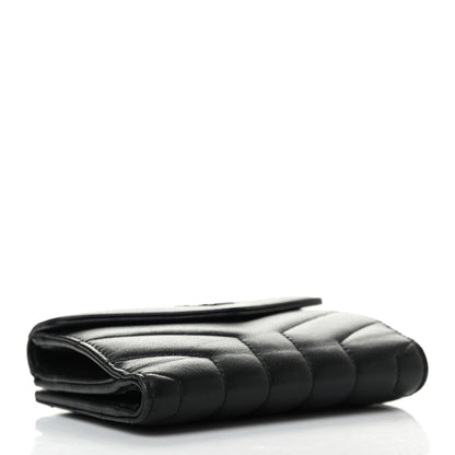 Saint Laurent Lambskin Y Quilted Monogram Compact Loulou Wallet Black 4 of 7