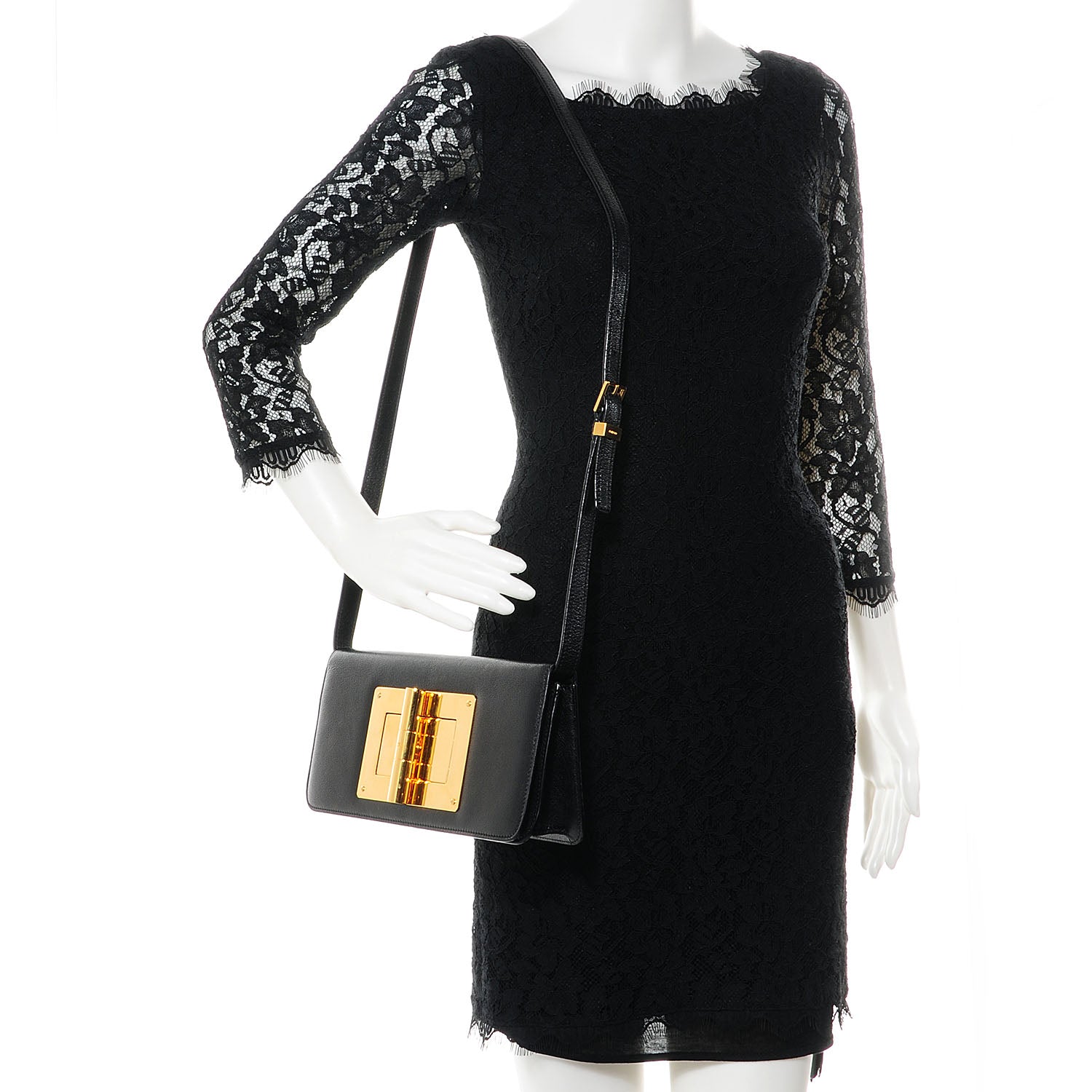 Tom Ford Calfskin Natalia East-West Shoulder Bag Black 2 of 7