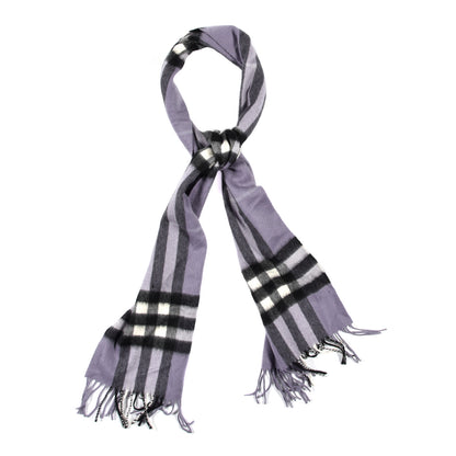 Burberry Cashmere Check Fringe Scarf Purple 1 of 5