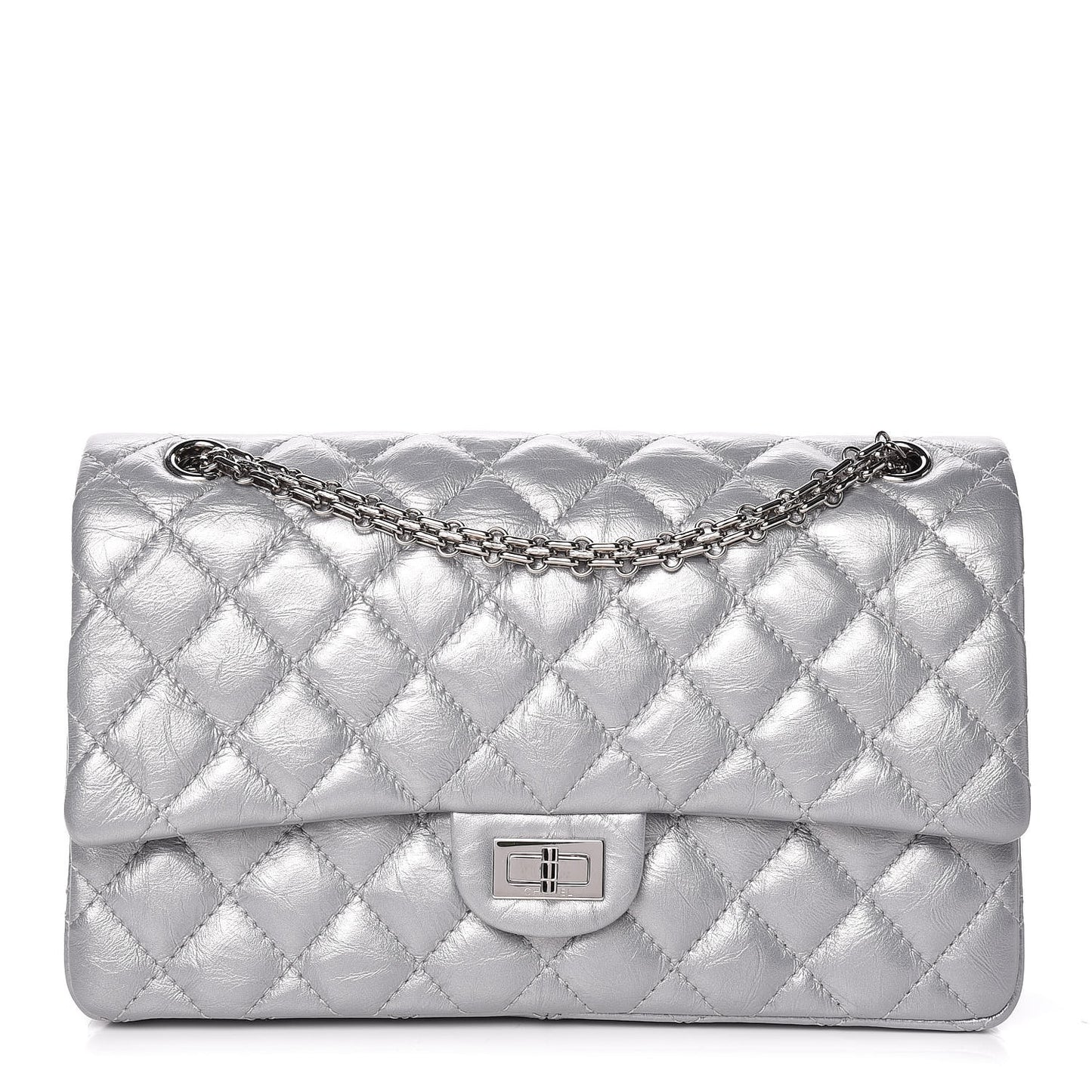 Metallic Aged Calfskin Quilted 2.55 Reissue 226 Flap Silver