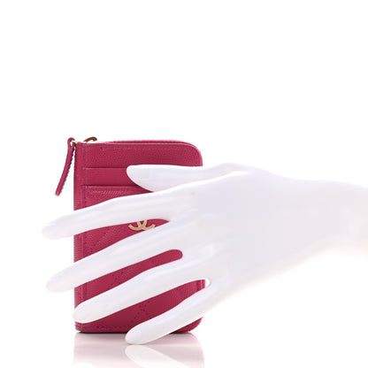Chanel Caviar Quilted Zip Card Holder Fuchsia 2 of 7