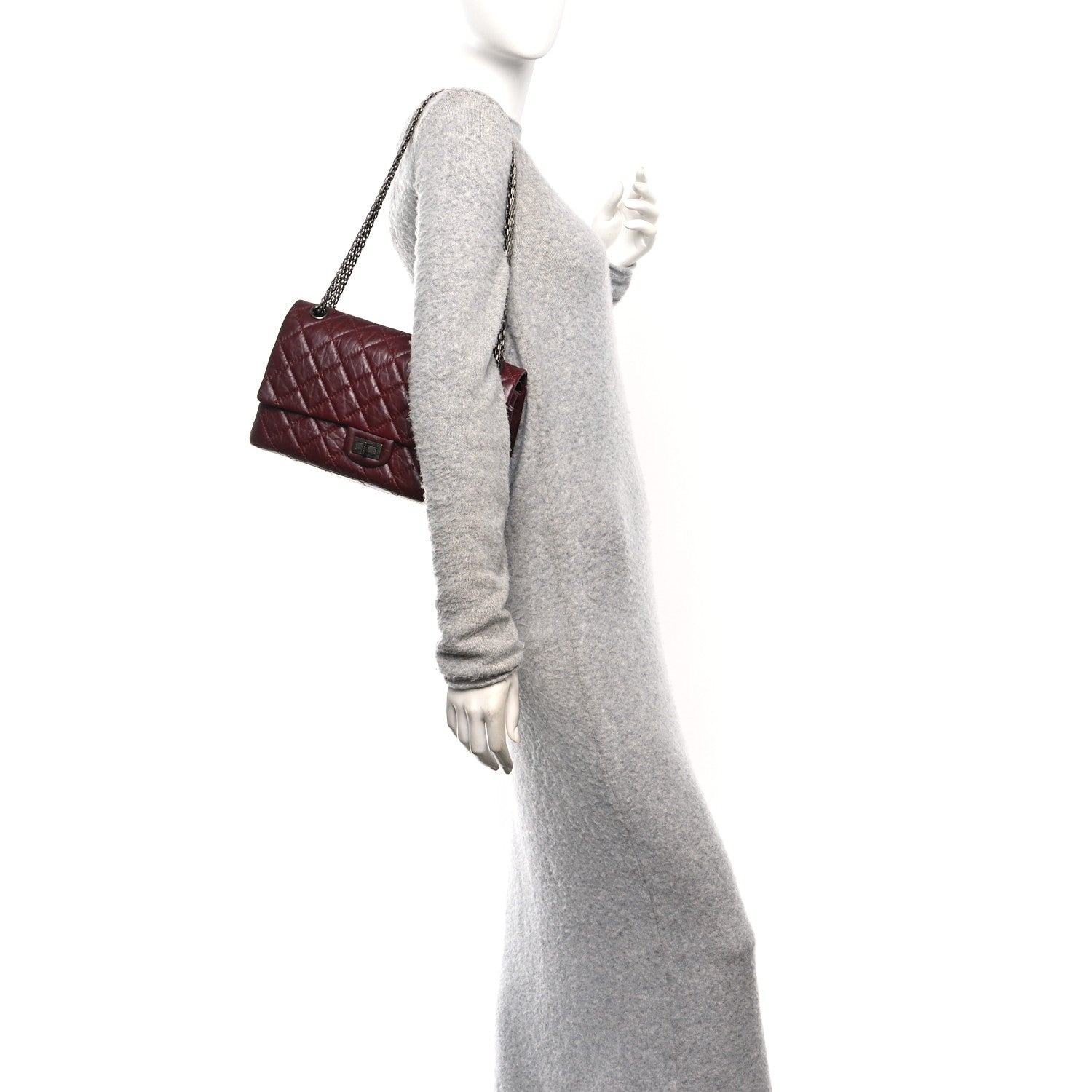 Chanel Aged Calfskin Quilted 2.55 Reissue 226 Flap Dark Burgundy 2 of 10