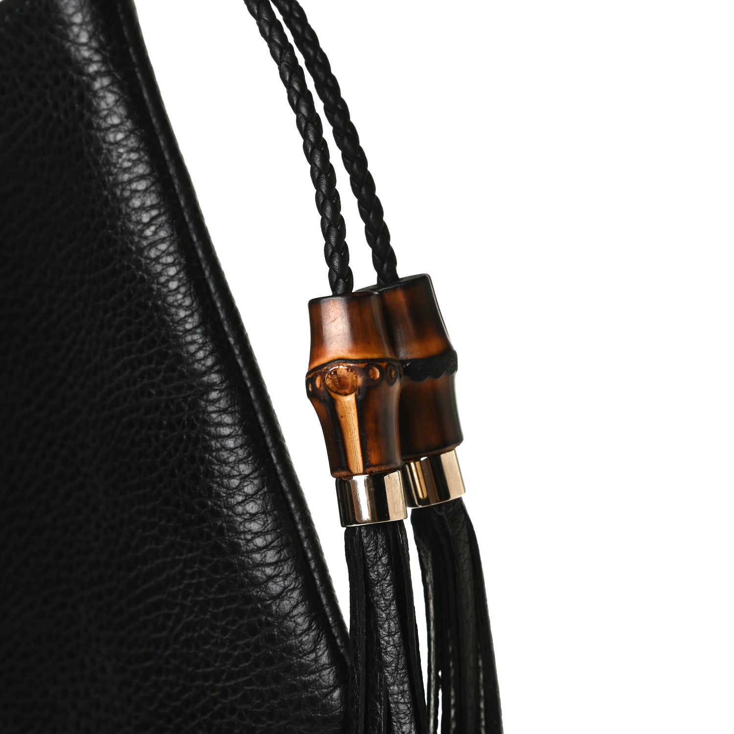 Gucci Pebbled Calfskin Large Bamboo Clutch Black 13 of 13