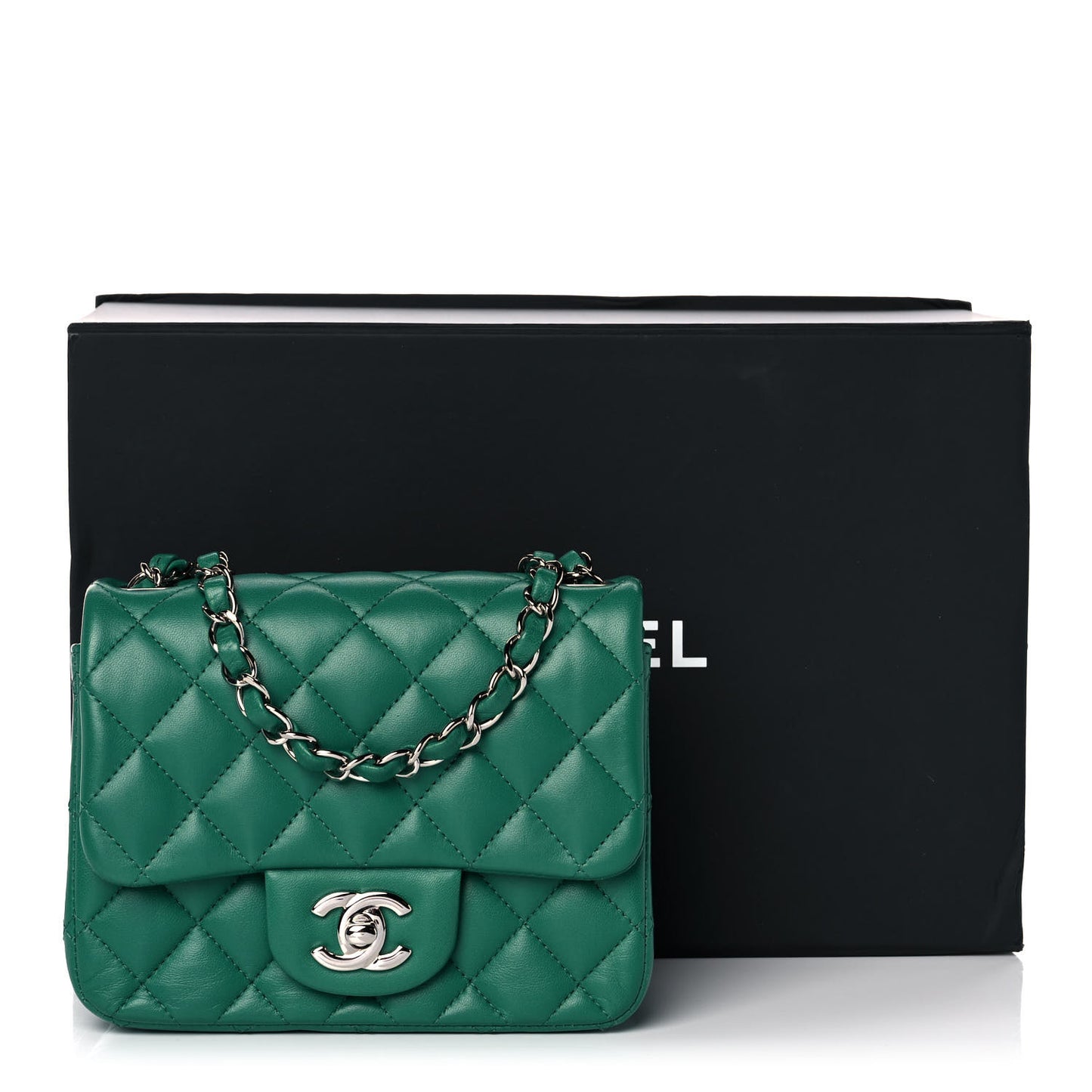Lambskin Quilted Mini Square Flap Green
