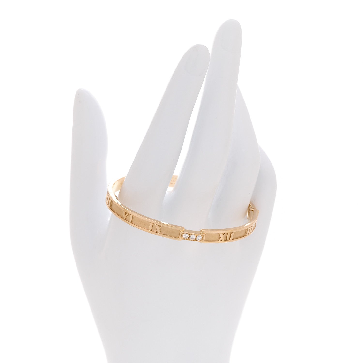 Tiffany 18K Rose Gold Diamond Atlas Closed Hinged Bangle Bracelet 2 of 4