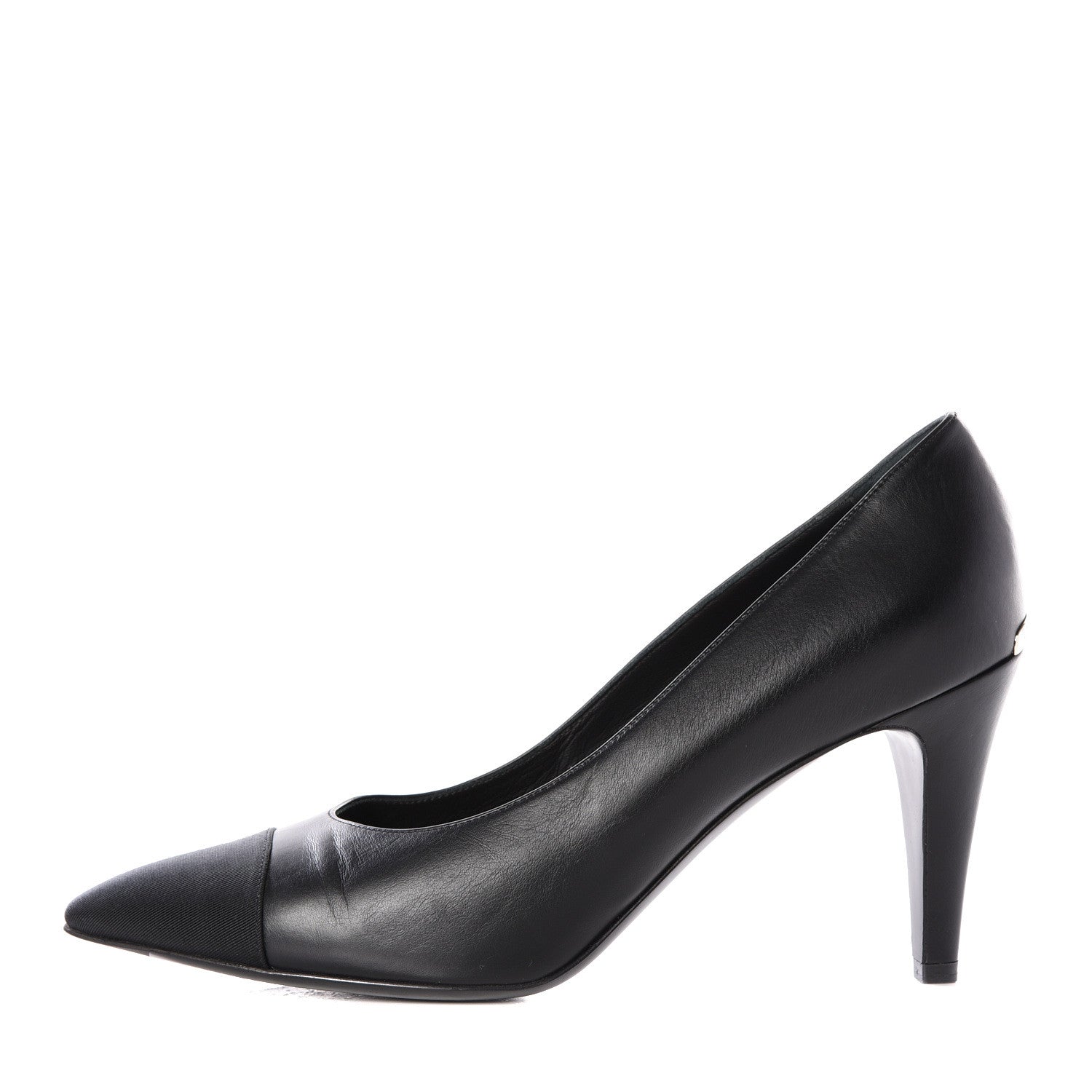 Chanel Iridescent Calfskin Grosgrain Cap Toe Pumps 41 Black 1 of 11