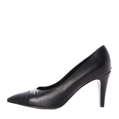 Chanel Iridescent Calfskin Grosgrain Cap Toe Pumps 41 Black 1 of 11