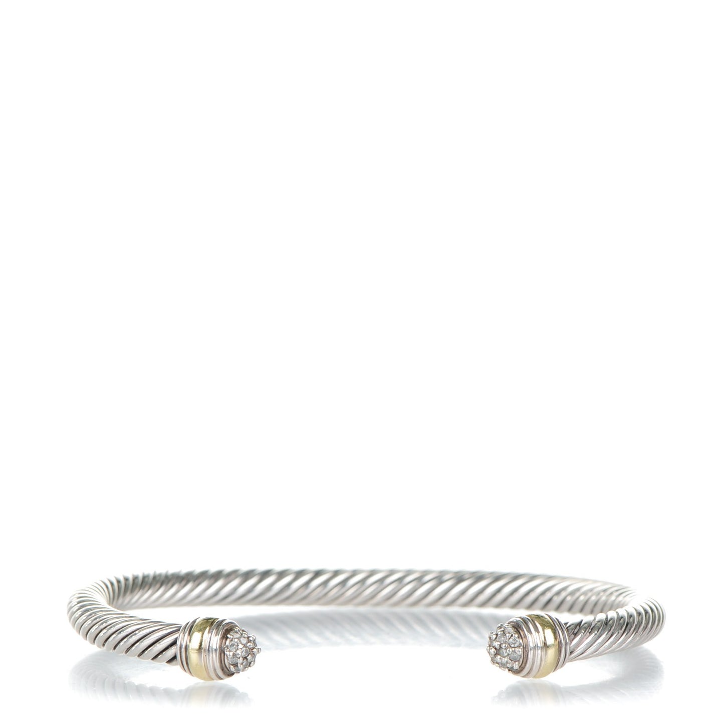 Sterling Silver 14K Yellow Gold Diamond 5mm Cable Classics Bracelet