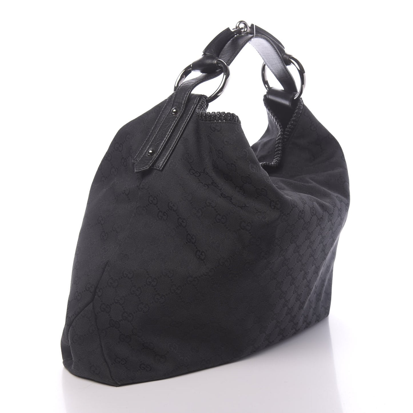 Monogram Large Horsebit Chain Hobo Black