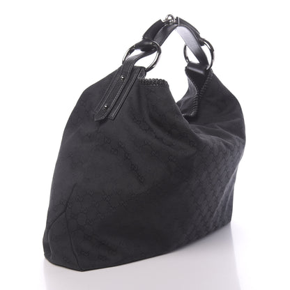 Gucci Monogram Large Horsebit Chain Hobo Black 3 of 12