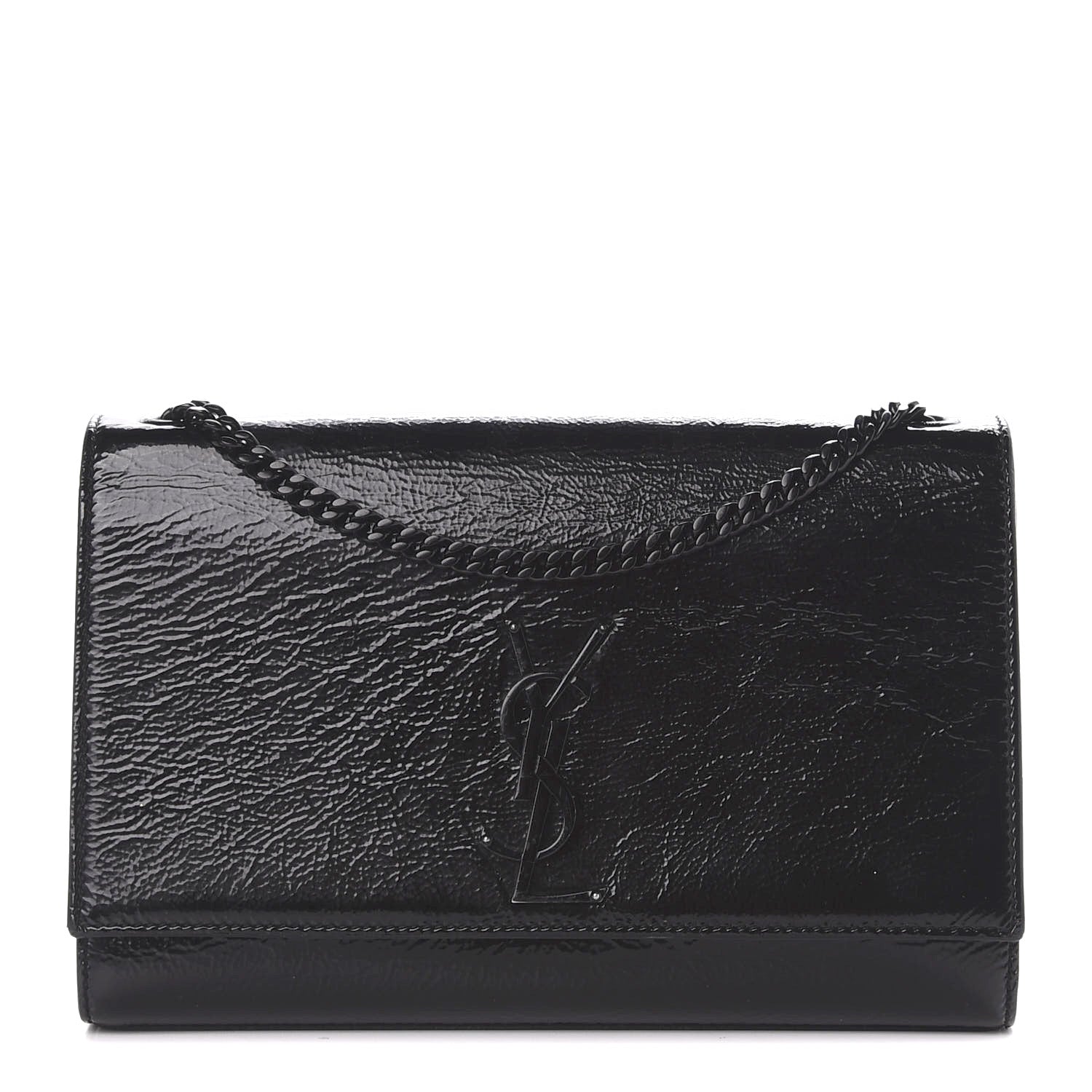 Saint Laurent Crackled Patent Medium Monogram Kate Satchel Black 1 of 8