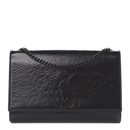 Saint Laurent Crackled Patent Medium Monogram Kate Satchel Black 1 of 8