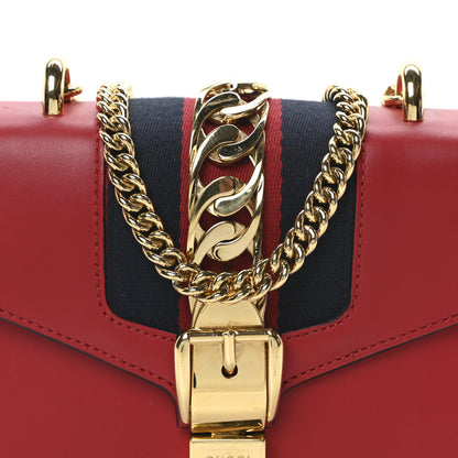 Gucci Calfskin Mini Sylvie Chain Shoulder Bag Hibiscus Red 8 of 10