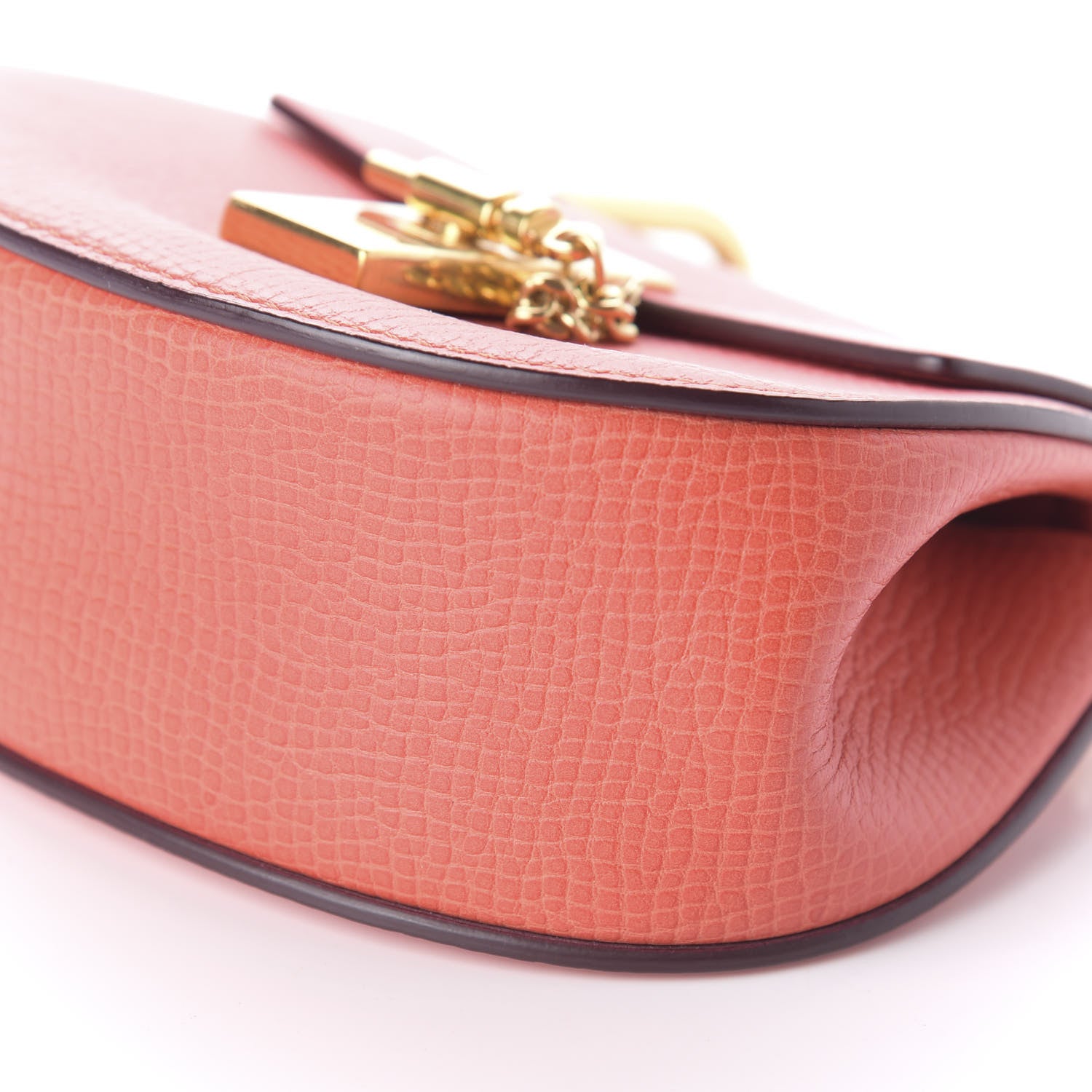 Chloe Grained Calfskin Lambskin Nano Drew Shoulder Bag Coral Pop 7 of 9
