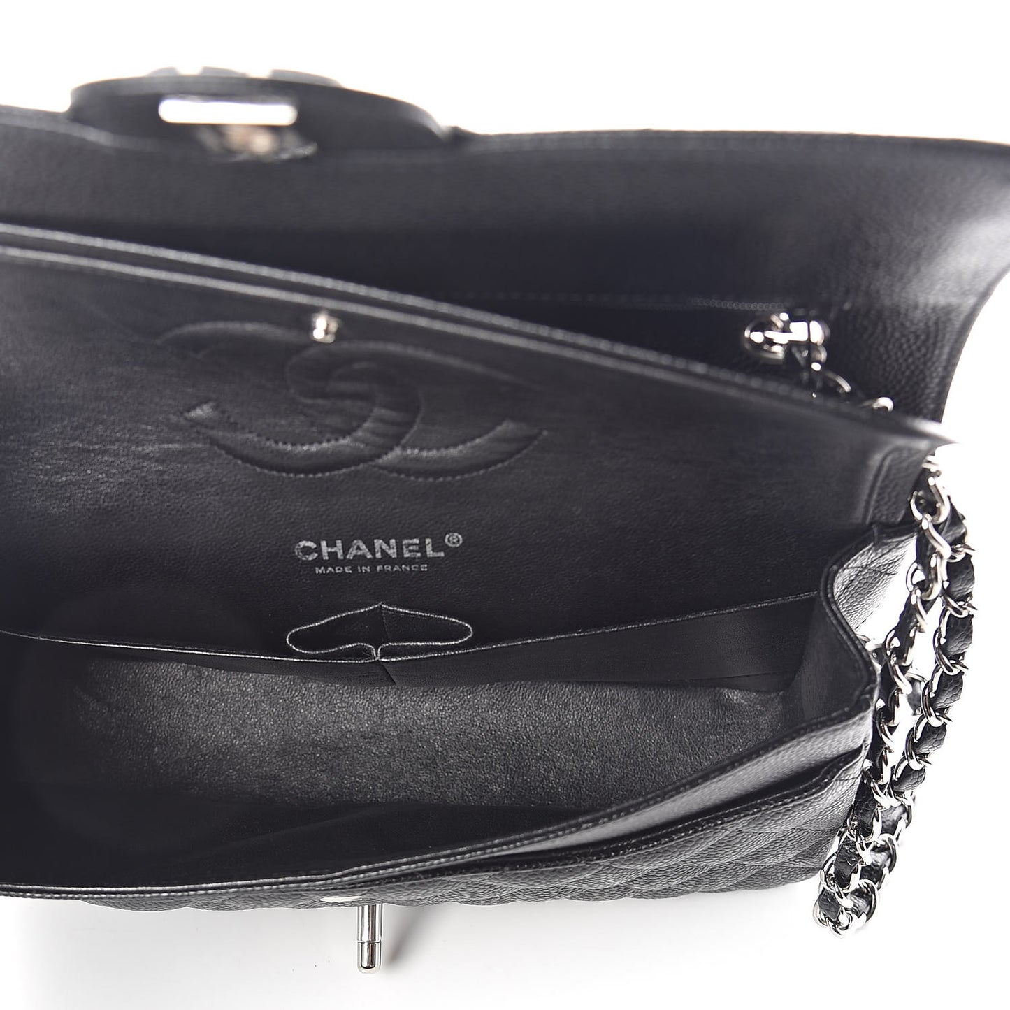 Caviar Quilted Medium Double Flap Black