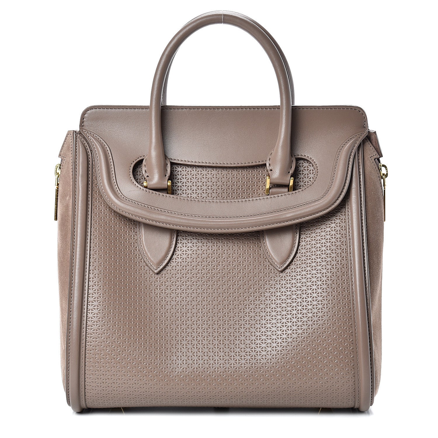 Alexander McQueen Calfskin Embossed Suede Large Heroine Tan 1 of 19