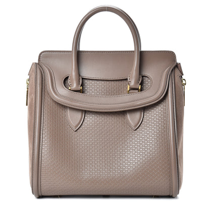 Alexander McQueen Calfskin Embossed Suede Large Heroine Tan 1 of 19