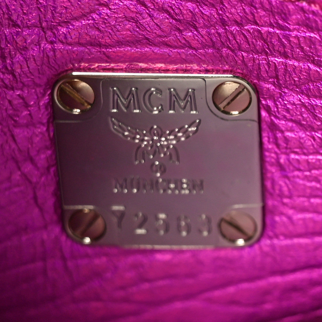 Metallic Calfskin Cyber Studs Mini Milla Tote Electric Pink