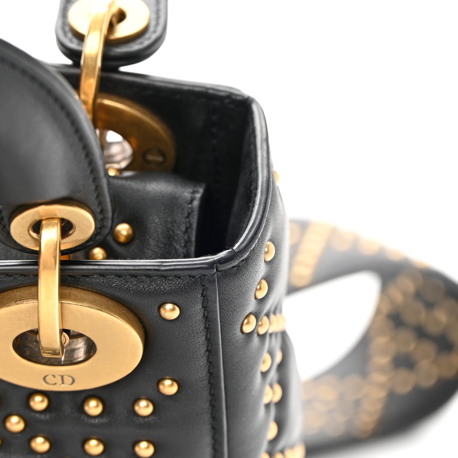 Christian Dior Lambskin Studded Mini Supple Lady Dior Black 11 of 15