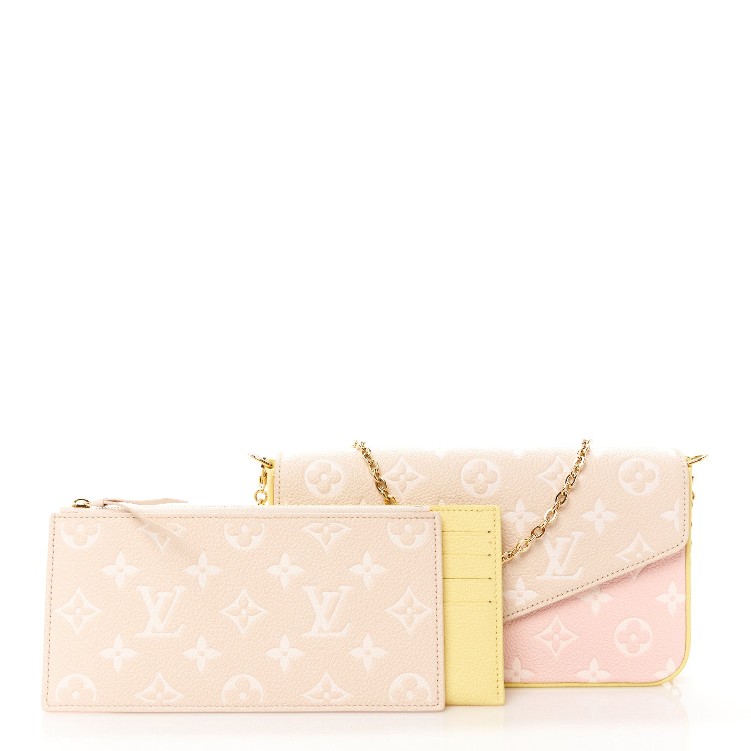 Louis Vuitton Empreinte Spring in the City Felicie Pochette Chain Wallet Pink Beige Yellow 3 of 14